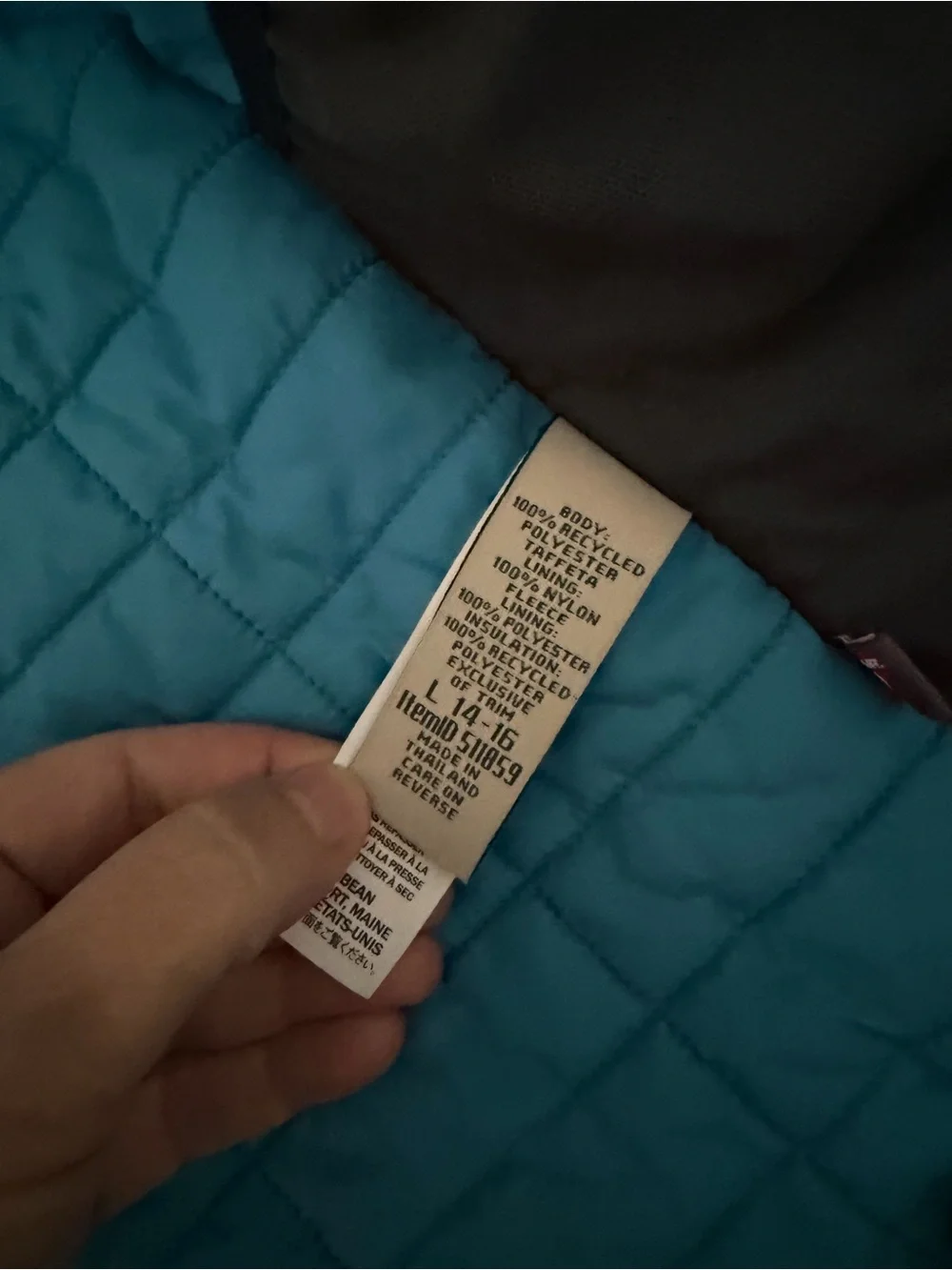 L.L.Bean Kids Waterproof Ski Jacket Blue Mountain Print Hooded Insulated L 14-16